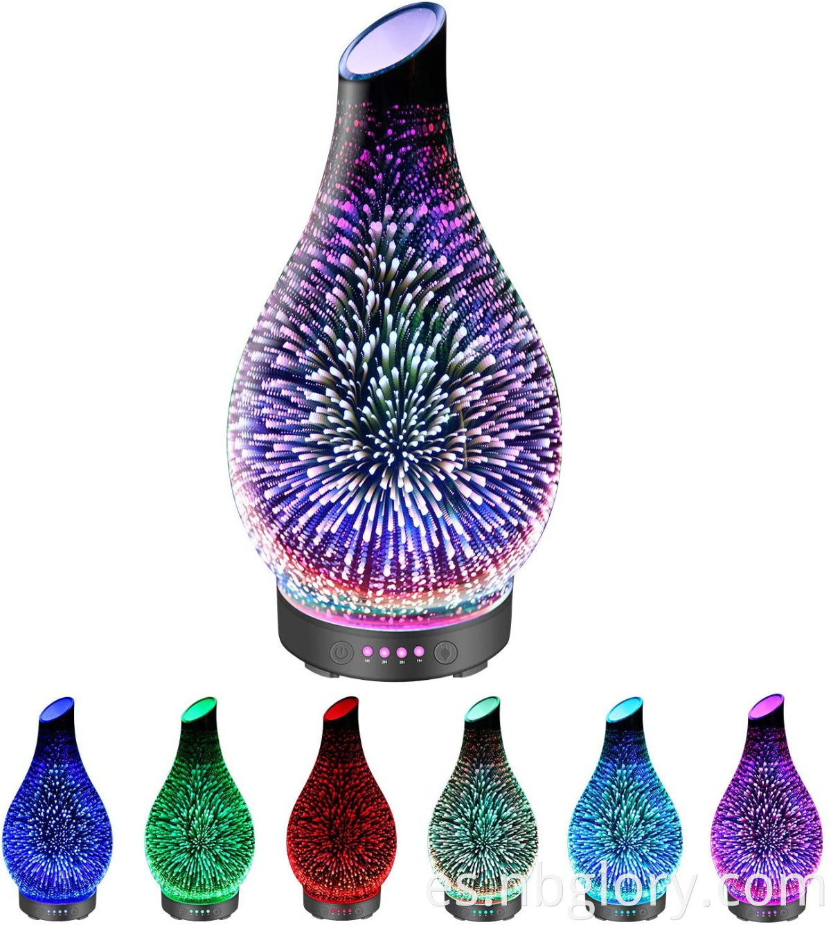 3D glass essential oil diffuser 400ml aromatherapy humidifier colorful remote control ultrasonic cold fog machine